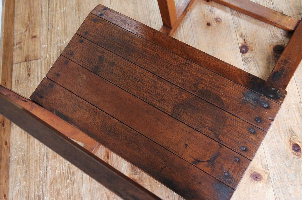 アンティーク家具　希少!古い学校の一体式机(椅子)