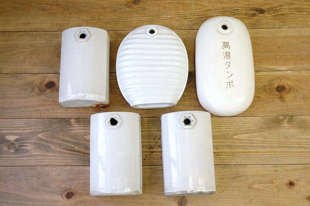 アンティーク雑貨　古い磁器製のレトロな湯たんぽ5個セット