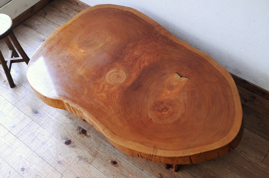アンティーク家具　総欅!古い欅の一枚板座卓
