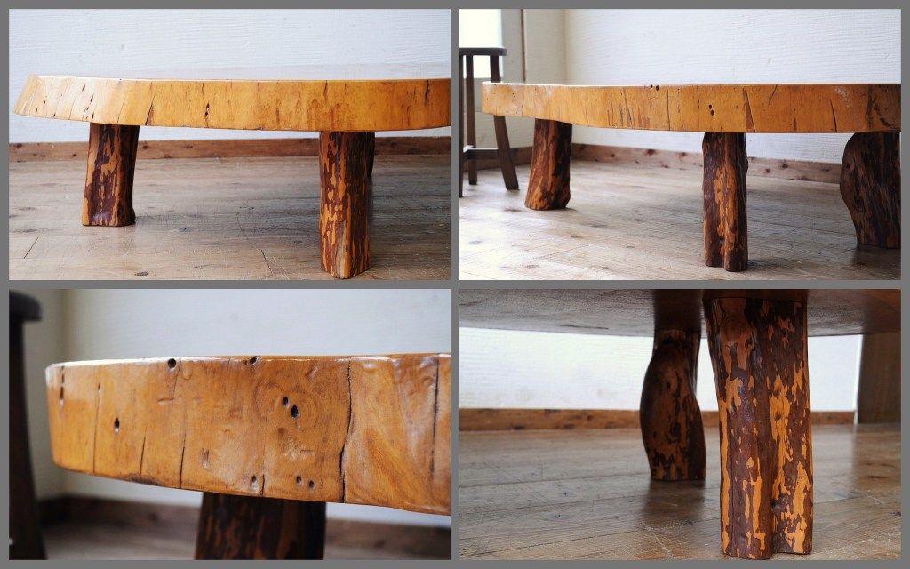アンティーク家具　総欅!古い欅の一枚板座卓