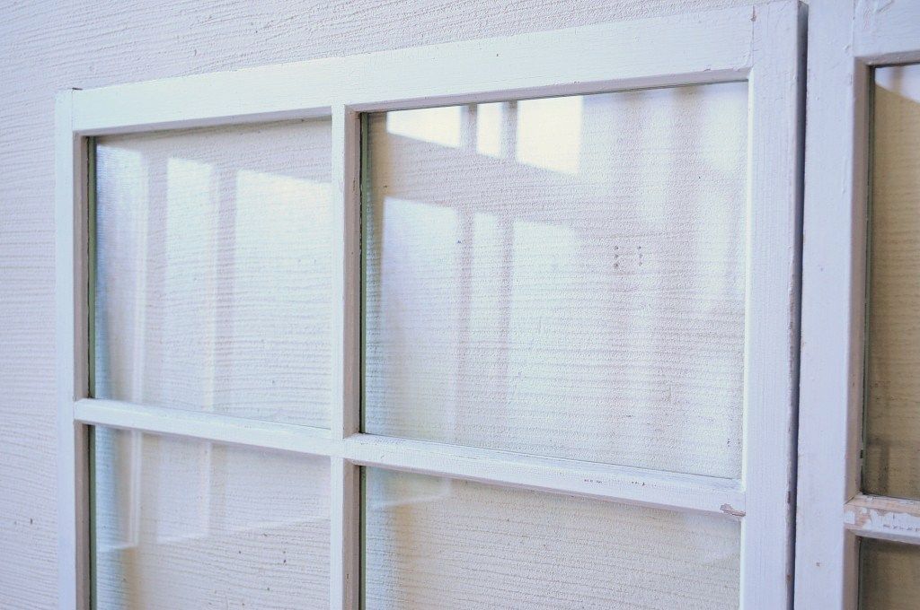 レトロ　古い学校のペンキの剥げた引き戸2枚セット8(窓)