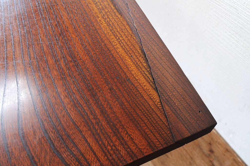 アンティーク家具　天板一枚板!古い欅材の鉄脚アンティークテーブル1