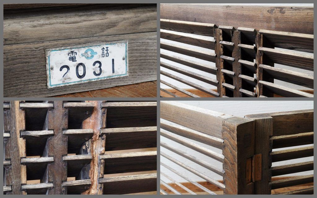 アンティーク雑貨　総栗材!古い木味のルーバー柵(ラティス、フェンス、ヴォレー、ボレー、雨戸)