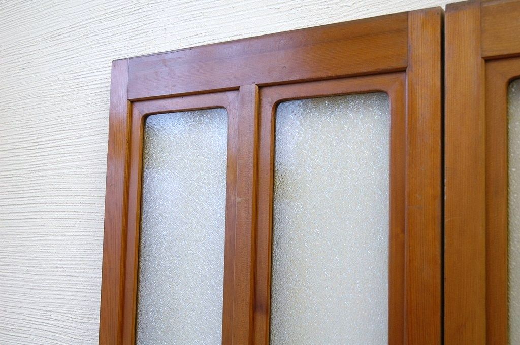 古い木味のシックな明り取り2枚セット