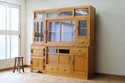 アンティーク家具　◇珍品!古いナラ材の作業台と冷蔵庫のついた特大食器棚