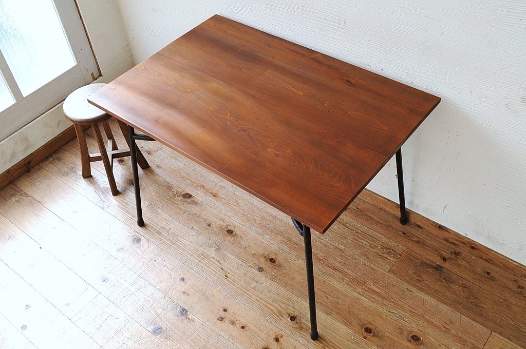レトロ家具　★古い鉄脚のレトロなテーブル7