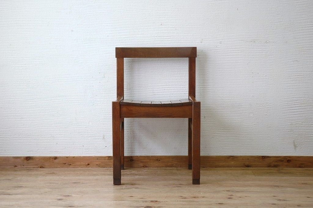 アンティーク家具　古いナラ材の重厚な椅子4