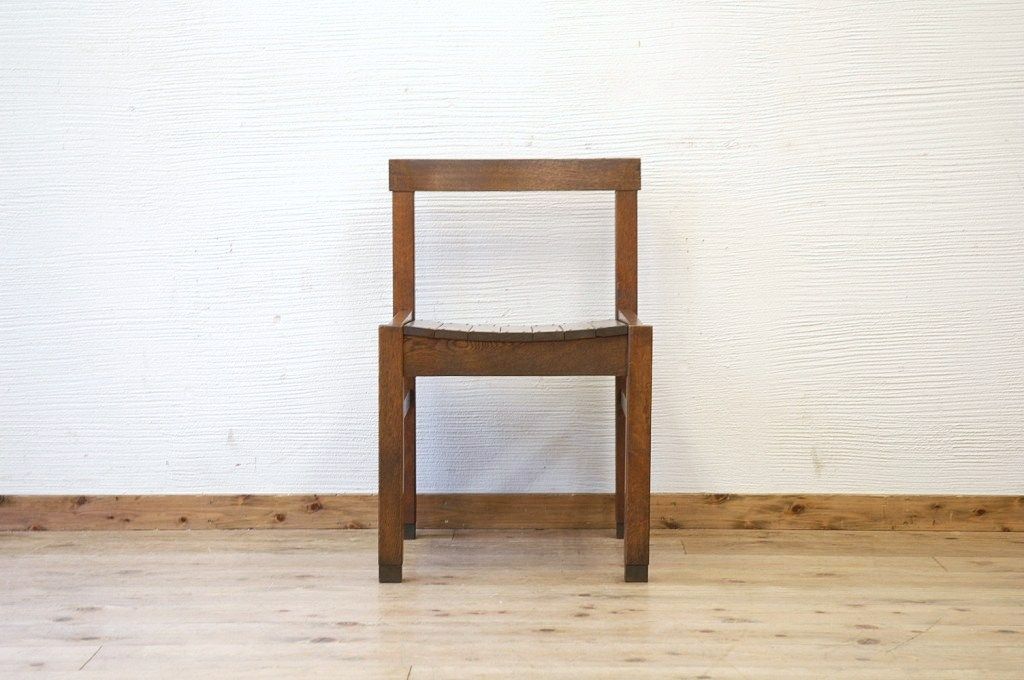 アンティーク家具　古いナラ材の重厚な椅子6