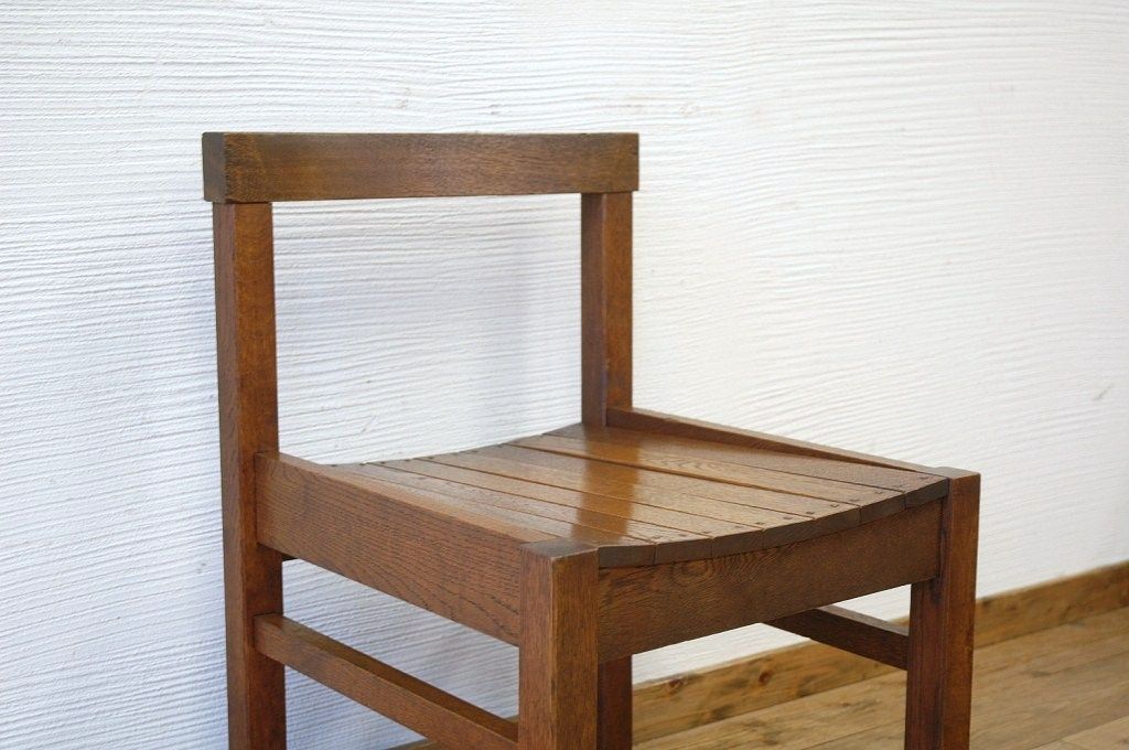 アンティーク家具　古いナラ材の重厚な椅子6