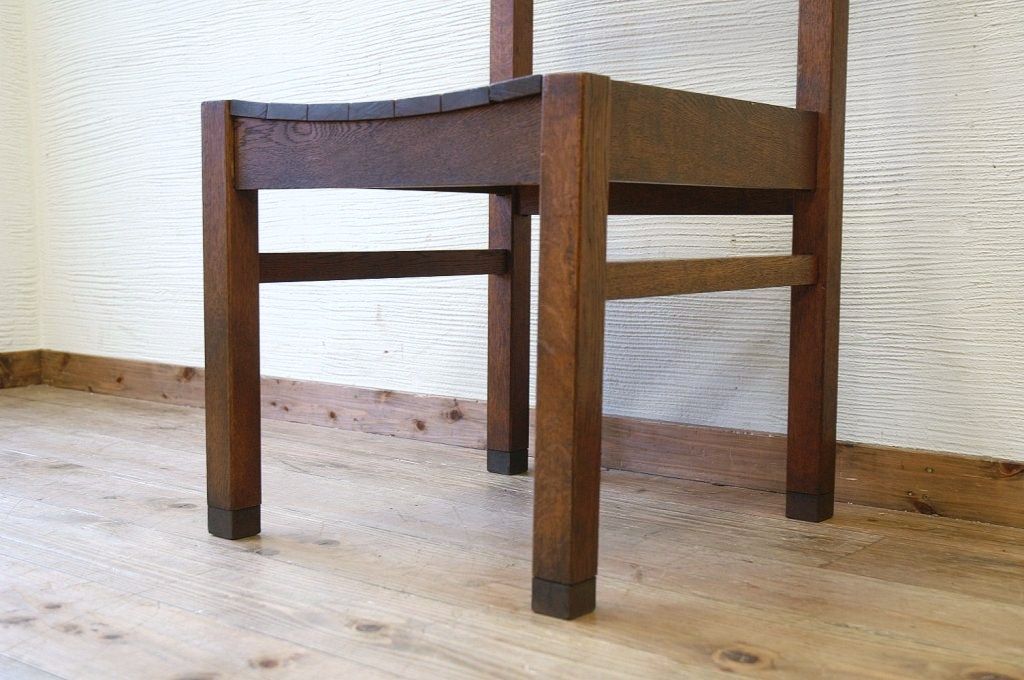 アンティーク家具　古いナラ材の重厚な椅子6