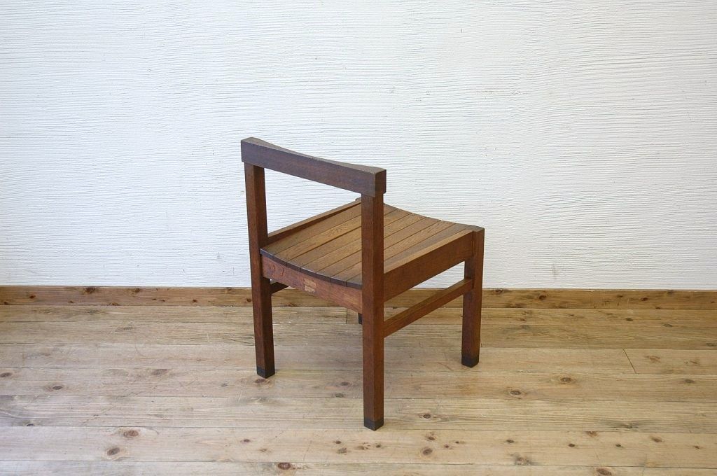 アンティーク家具　古いナラ材の重厚な椅子6