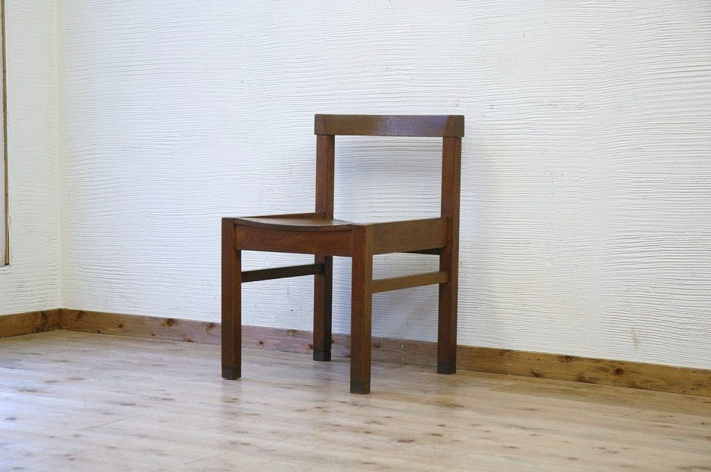 アンティーク家具　古いナラ材の重厚な椅子8