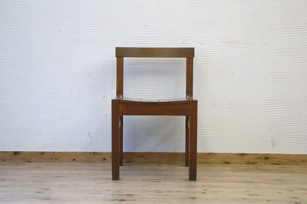 アンティーク家具　古いナラ材の重厚な椅子8