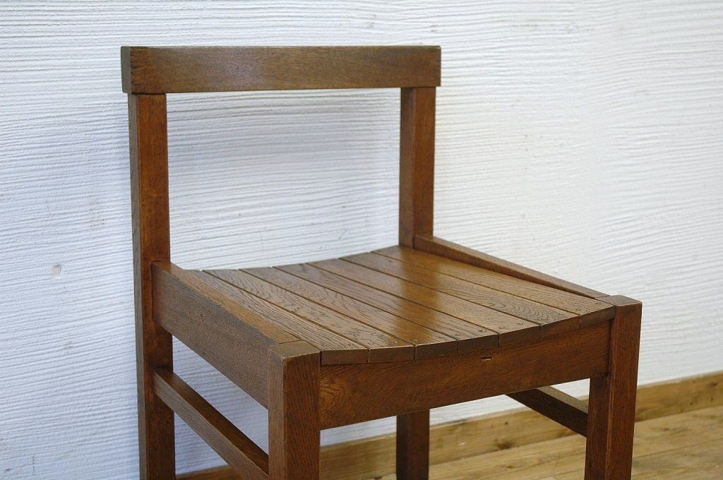 アンティーク家具　古いナラ材の重厚な椅子8
