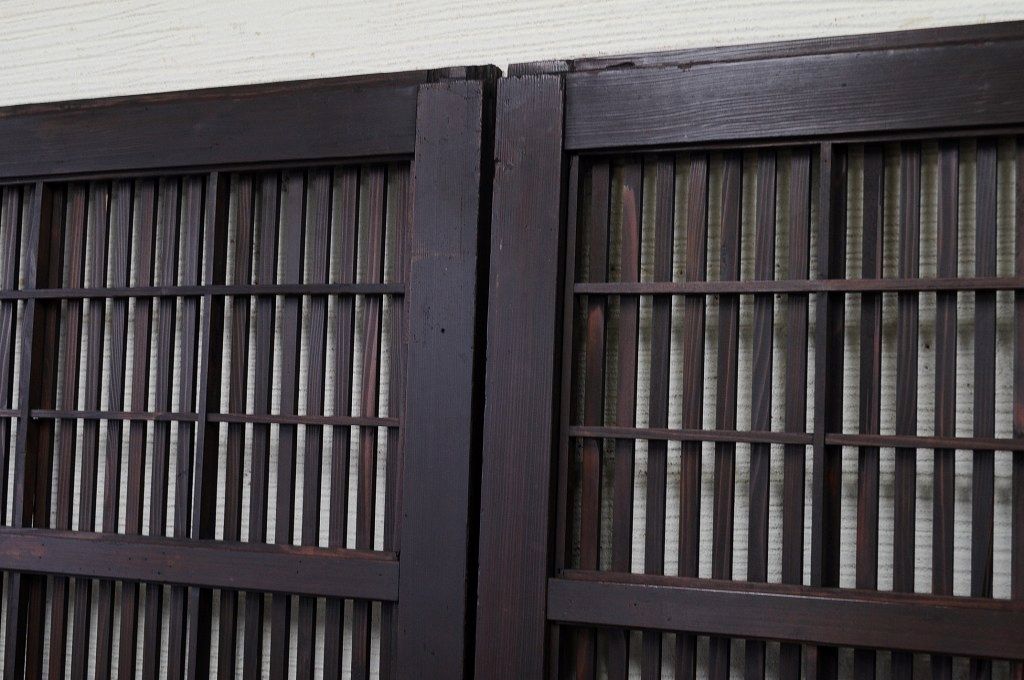 古いお屋敷の裏障子付時代格子戸4枚セット