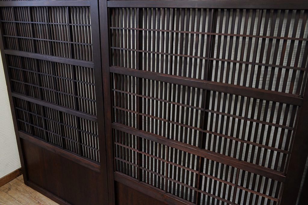 古いお屋敷の裏障子付時代格子戸4枚セット