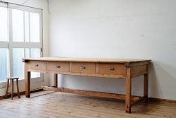 アンティーク家具　◆特大!古い木味の両面引き出し特大作業台