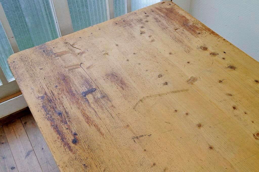 アンティーク家具　◆特大!古い木味の両面引き出し特大作業台