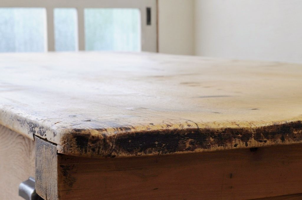 アンティーク家具　◆特大!古い木味の両面引き出し特大作業台