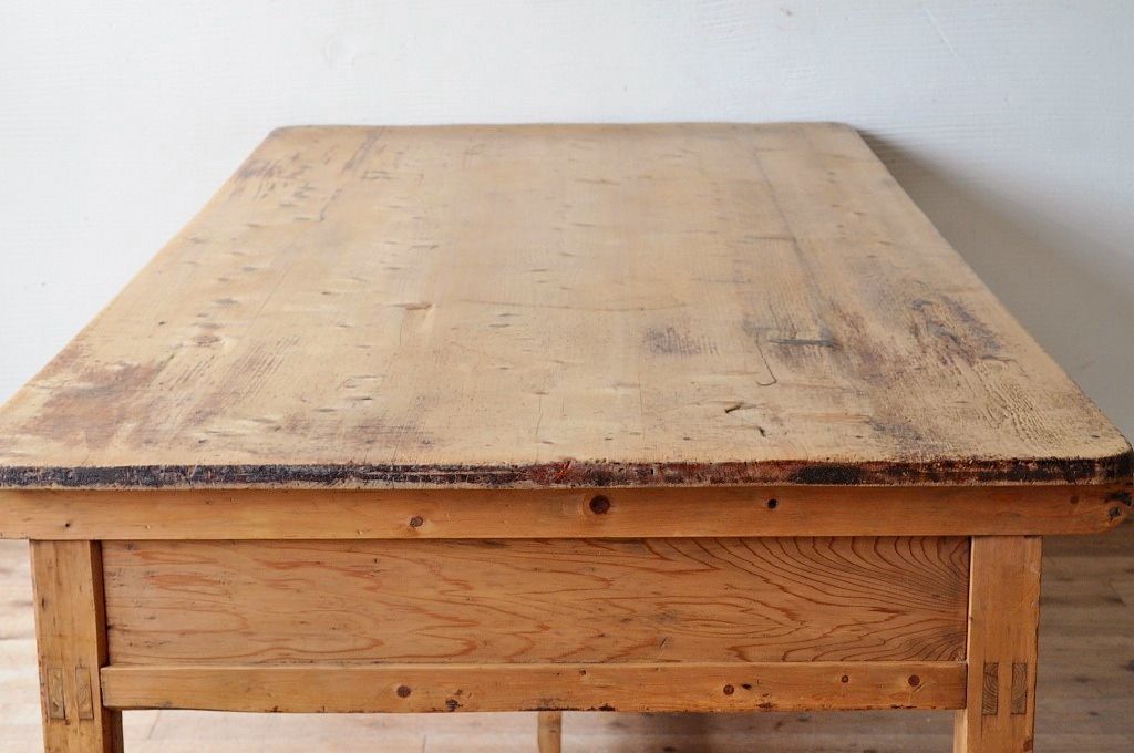 アンティーク家具　◆特大!古い木味の両面引き出し特大作業台