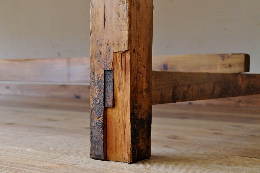 アンティーク家具　◆特大!古い木味の両面引き出し特大作業台
