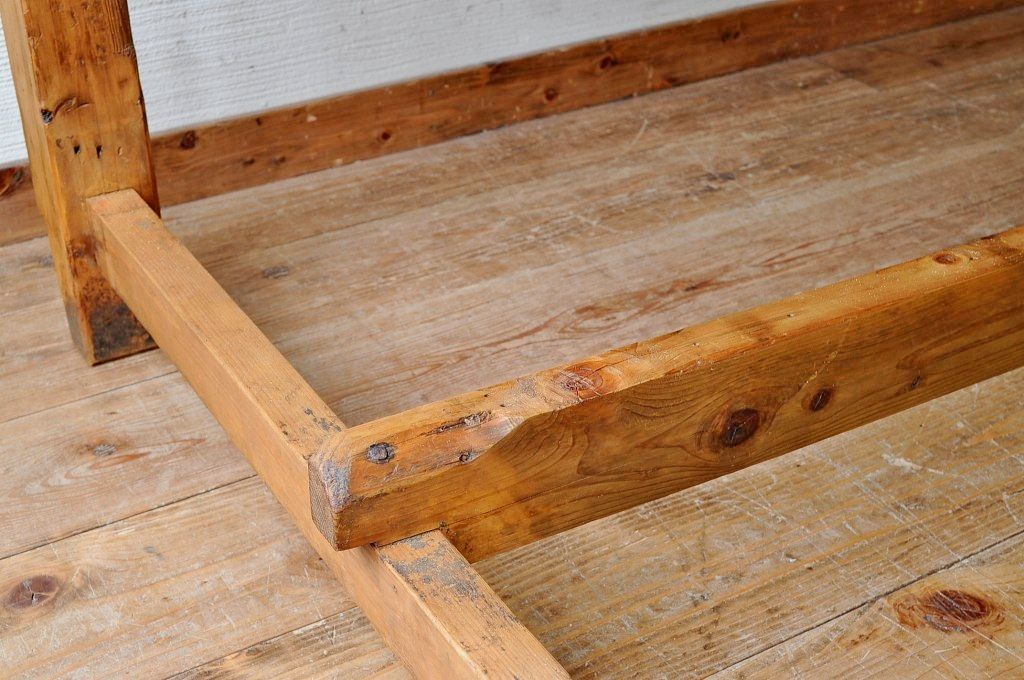 アンティーク家具　◆特大!古い木味の両面引き出し特大作業台