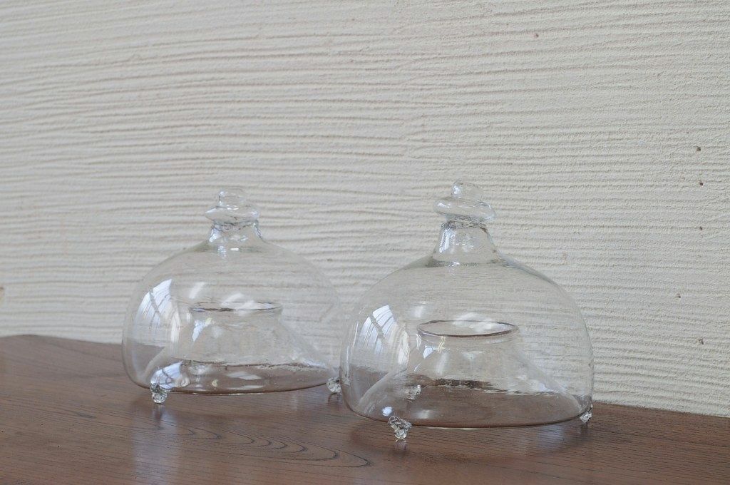 アンティーク雑貨　未使用品　古いガラスのハエ取り2個セット2