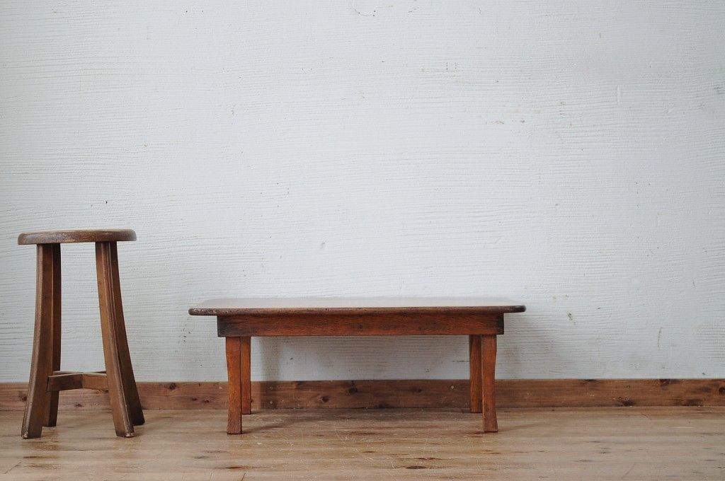 アンティーク家具　古い栓材の折り畳みちゃぶ台3