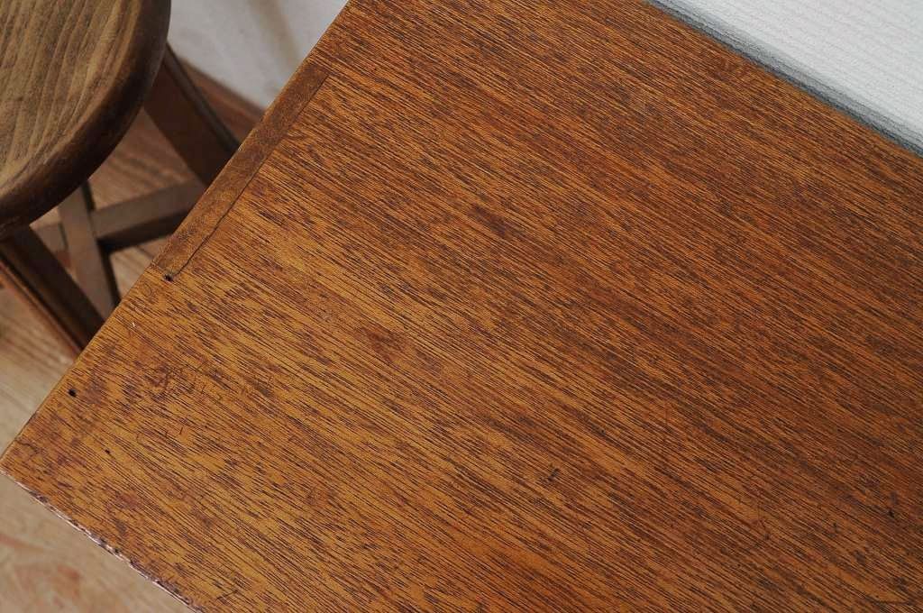 アンティーク家具　可愛いデザイン!古い木の金亀糸ケース　