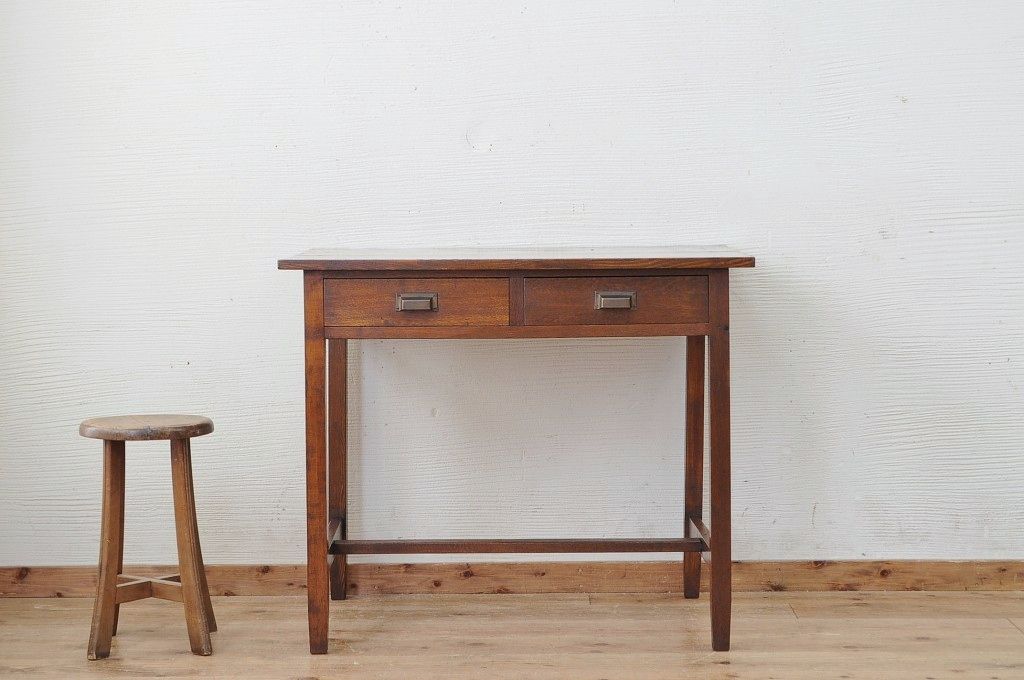 美品!古いナラ材のレトロな平机
