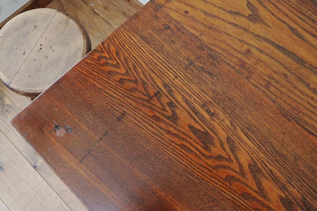 美品!古いナラ材のレトロな平机