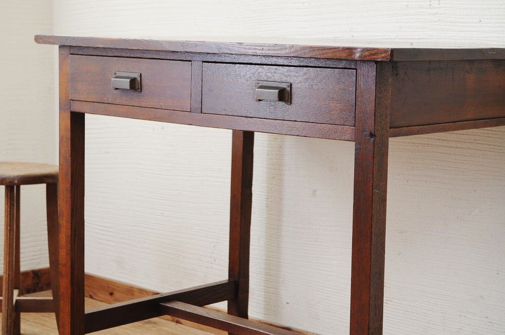 美品!古いナラ材のレトロな平机