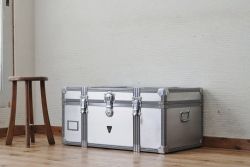 アンティーク雑貨　昭和レトロ　ビンテージシルバートランク