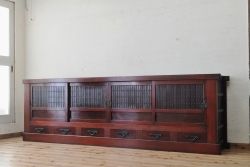 アンティーク家具　極上!前面欅の漆塗り九尺水屋箪笥サイドボード(下段)