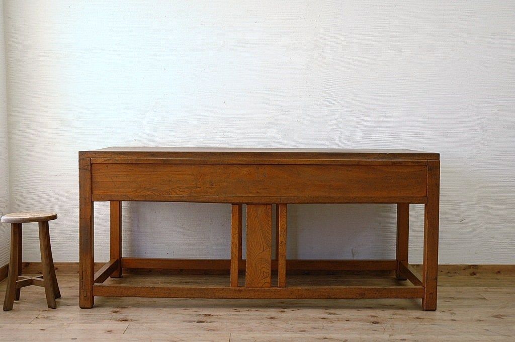 アンティーク家具　天板一枚板!古い木の大きな作業台