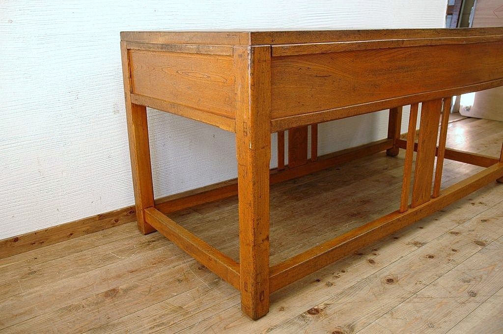 アンティーク家具　天板一枚板!古い木の大きな作業台