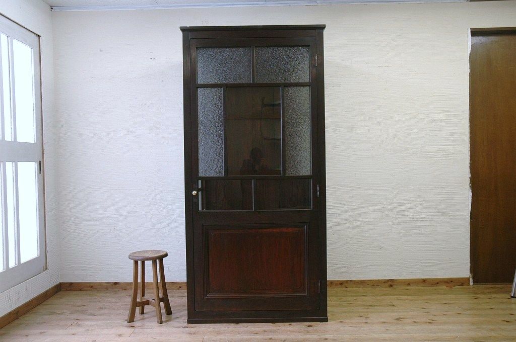 極上美品!古い木の三面ガラス電話ボックス