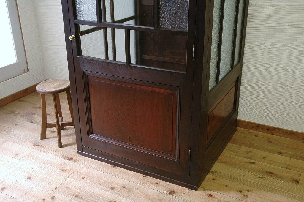 極上美品!古い木の三面ガラス電話ボックス