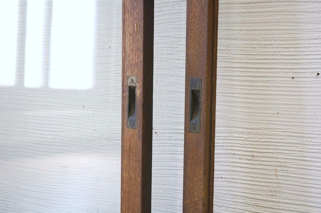 古い木のシンプルなガラス戸2枚セット6(窓)