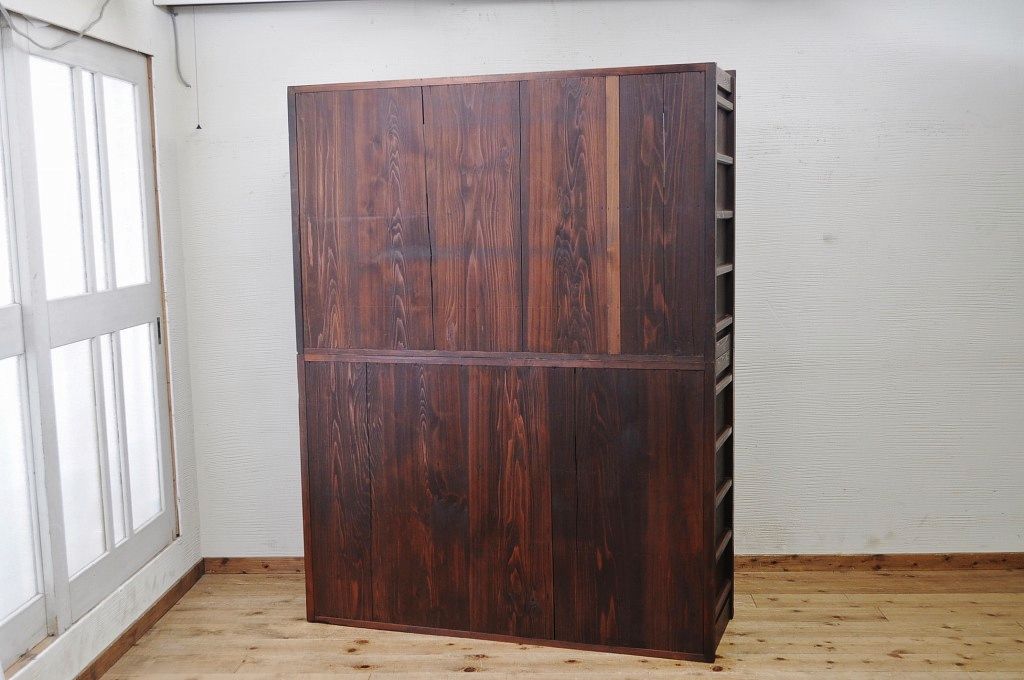 極上美品!モダンな結霜ガラス五尺水屋箪笥