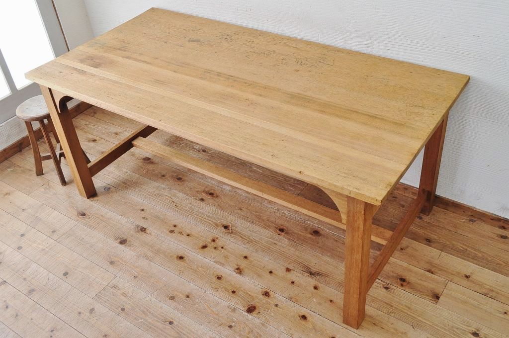 アンティーク家具　特大!古い木味のシンプルな作業台(ダイニングテーブル)2