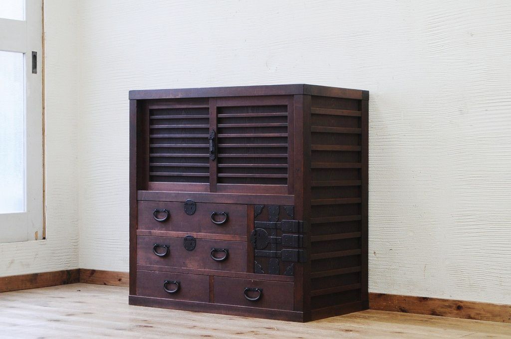 極上美品!横桟の細かな帳場箪笥