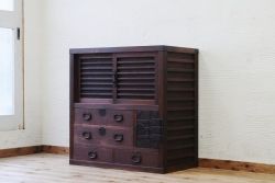 極上美品!横桟の細かな帳場箪笥