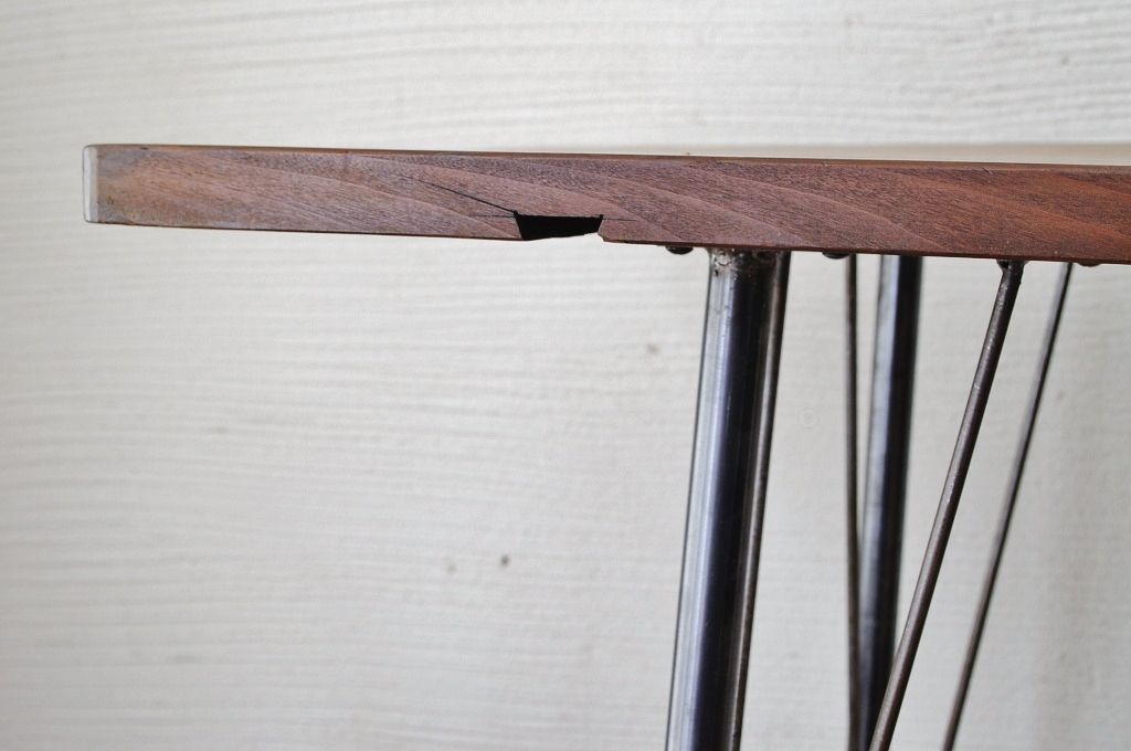 アンティーク家具　☆天板一枚板!古い木の鉄脚作業台3
