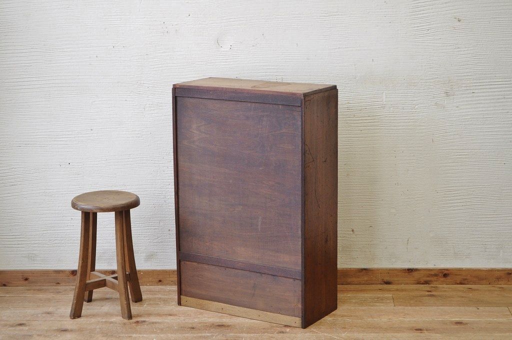 アンティーク家具　古い引き出し付き本棚