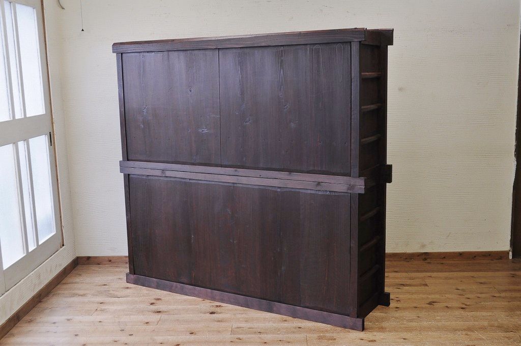 アンティーク家具　重厚!古い木の6尺水屋箪笥