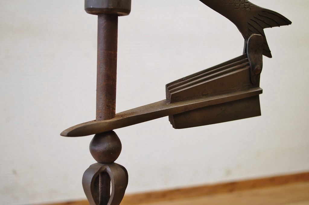 アンティーク雑貨　大正時代　鉄と真鍮の自在鉤