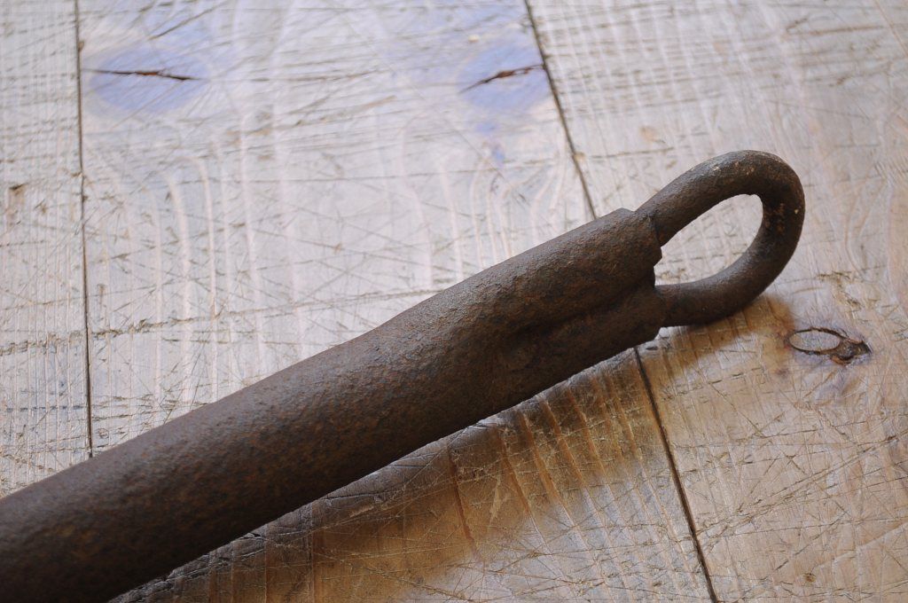 アンティーク雑貨　大正時代　鉄と真鍮の自在鉤