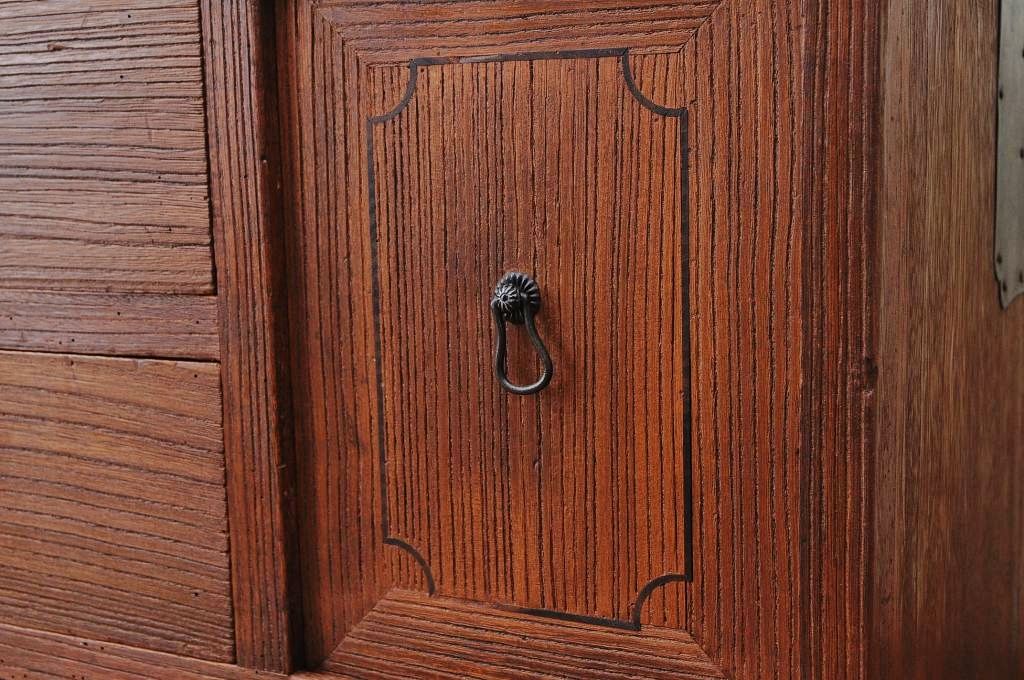 アンティーク家具　古い木のシンプルな引き出しローボード
