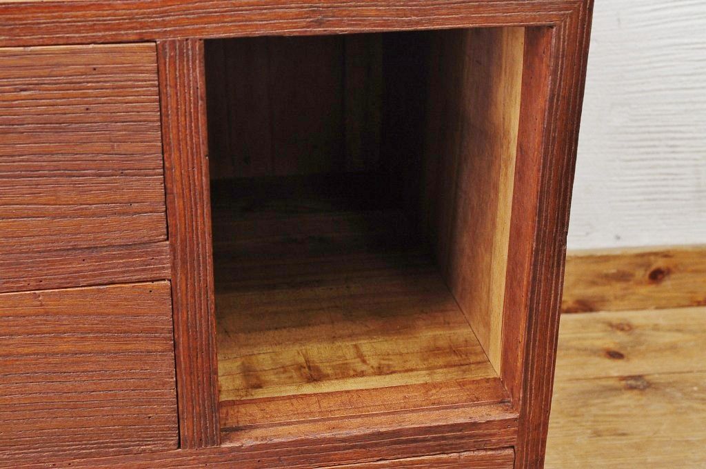 アンティーク家具　古い木のシンプルな引き出しローボード